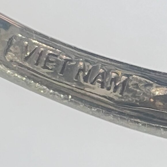 Engagement Ring Princess-Cut Cubic Zirconia Solitaire Vermeil Vietnam-Made sz 8 - Picture 6 of 11